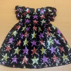 Lola + The Boys Black Sequin Star Dress